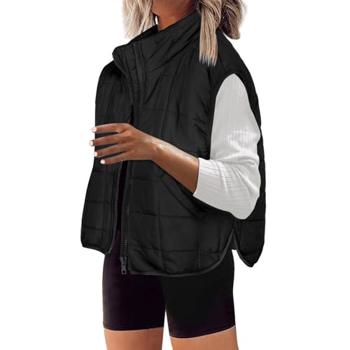 Christmas Clearance Items Quilted Vest for Women Sleeveless Stand